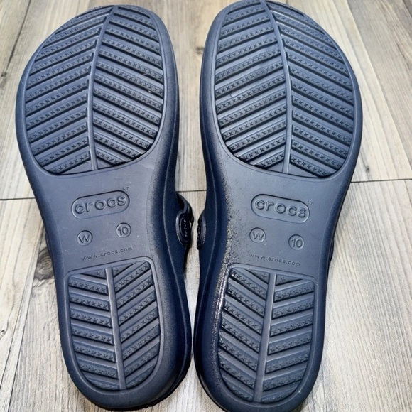 Crocs Sanrah Metalblock Blue Silver Flip Flop Thongs Sandals Women’s Size 10 - Picture 7 of 8